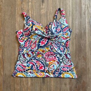 Anne Cole Colorful Paisley Women's Tankini Top Size 40D/38DD NWOT